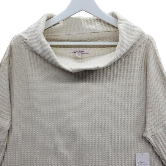 Free People NWT Juicy Long Sleeve Waffle Knit Thermal Shirt M Color: Stone Cold - Picture 2 of 10